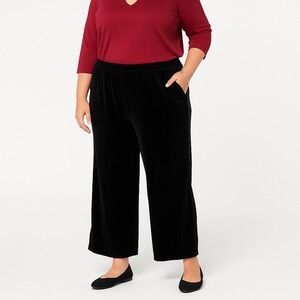 Maggie Barnes Black Liquid Knit Wide Leg Pants Plus Size 1XWP 18/20 Stretch